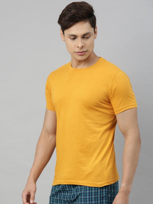 Yellow solid Crew Neck T-shirt